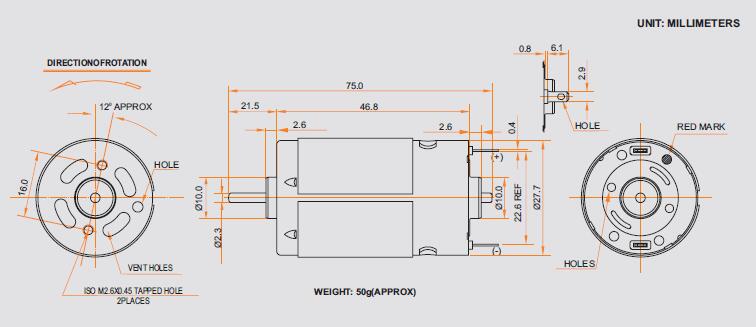 Carbon Brush Motor CYRS-390SM-16260-R2