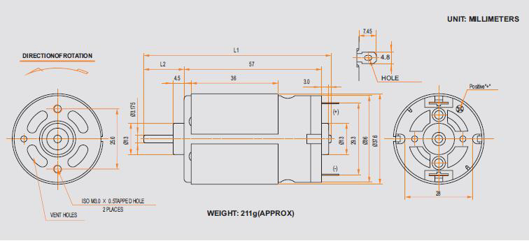 Carbon Brush Motor CYRS-555SA-31145-R2