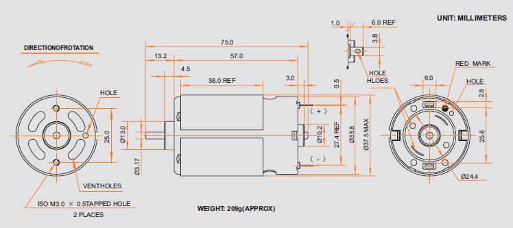 Carbon Brush Motor CYRS-555SM-19160
