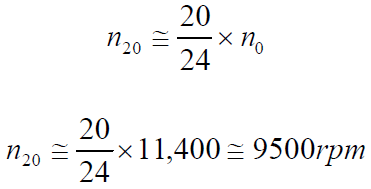 a good first approximation is simply to ratio the voltages and speeds